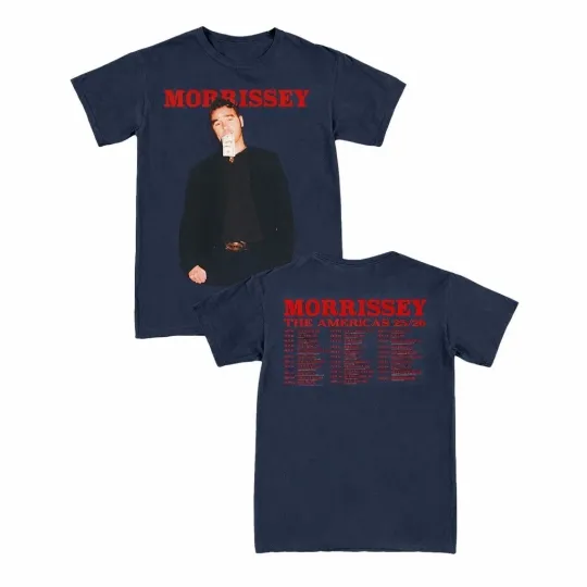 Discover New Morrissey Tour 2026 Double Sided T-Shirt Navy