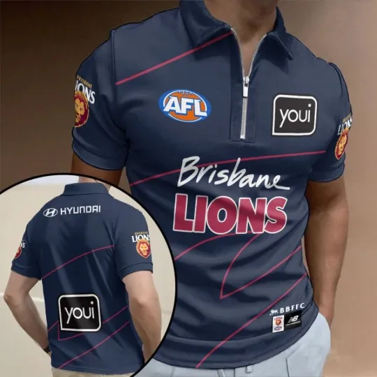 Discover Brisbane Lions 2026 Zip Polo Shirt