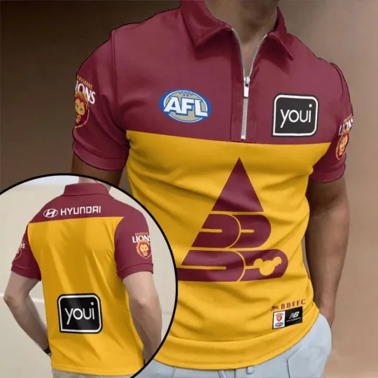 Discover Brisbane Lions 2026 Zip Polo Shirt