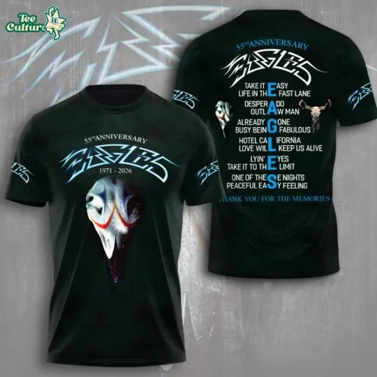 Discover Eagle Band Greatest Hits Album 55th Anniversary 1971–2026 3D Graphic T-Shirt