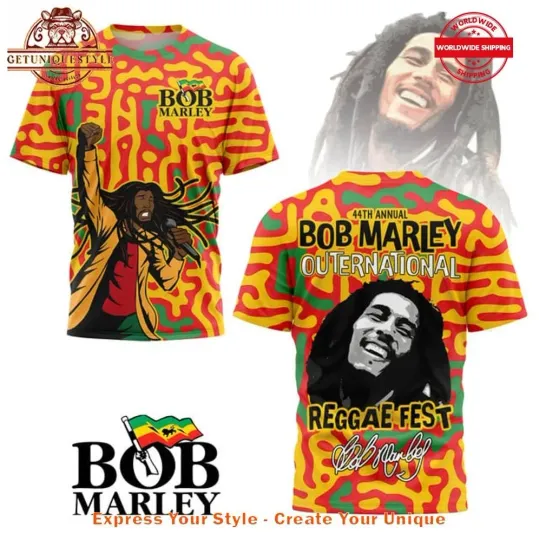 Bob Marley 44th Annual Outernational Reggae Fest 3D T-Shirt All size AOP