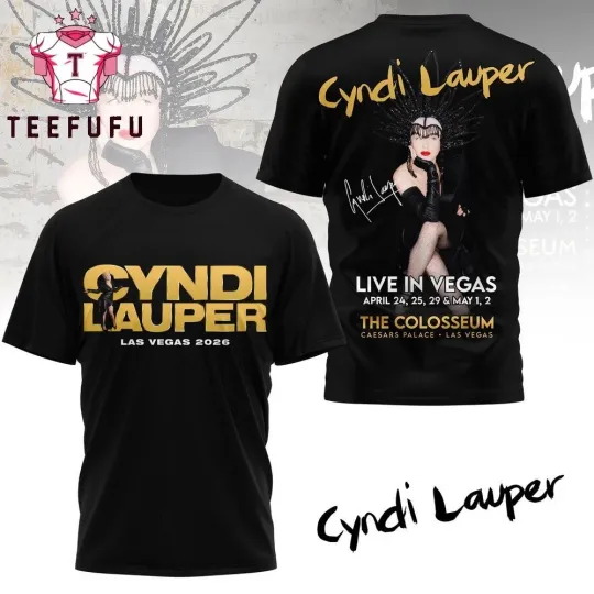 Discover Cyndi Lauper Live in Las Vegas Black 3D Shirt Gift fans