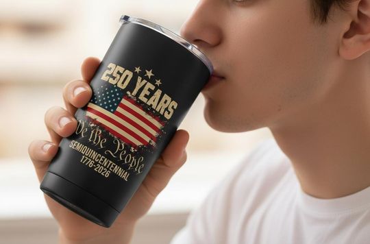 Discover 250 Years USA 20oz Stainless Tumbler for Proud Americans We The People Flag Design 1776 2026 Patriotic Semi Quincentennial Style