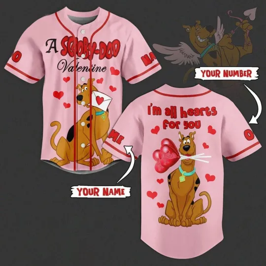 Discover Personalized A Scooby Doo Valentine Love Season 3D Baseball Jersey Shirt
