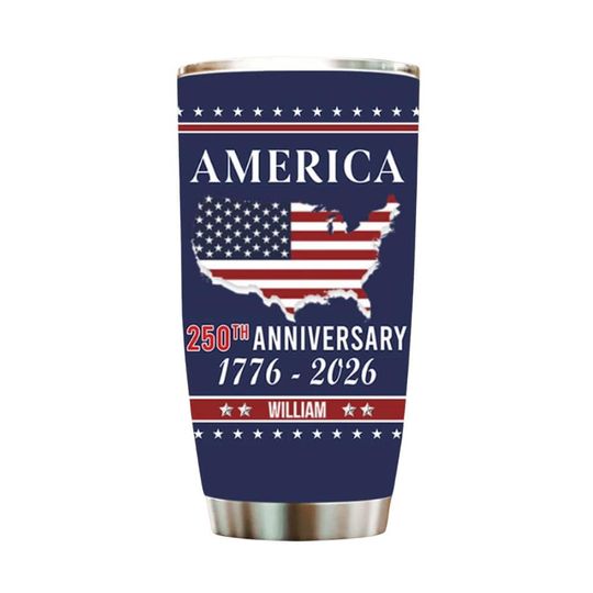 Discover Personalized Family Name America 250th Anniversary Tumbler, American Independence Cup Insulated Tumbler Cup With Straw - U.S Anniversary