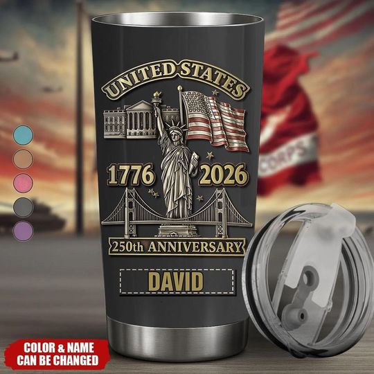 Discover Personalized 250th Anniversary Tumbler, Mug, USA Semiquincentennial 1776-2026 Gift Patriotic American Flag, 250 Years Of Freedom Tumbler