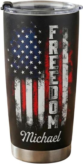 Discover Personalized  American Freedom Flag Patriotic Design - Tumbler Cup, USA 250th Anniversary Tumbler Gift For Him, Patriotic US Citizen Gift