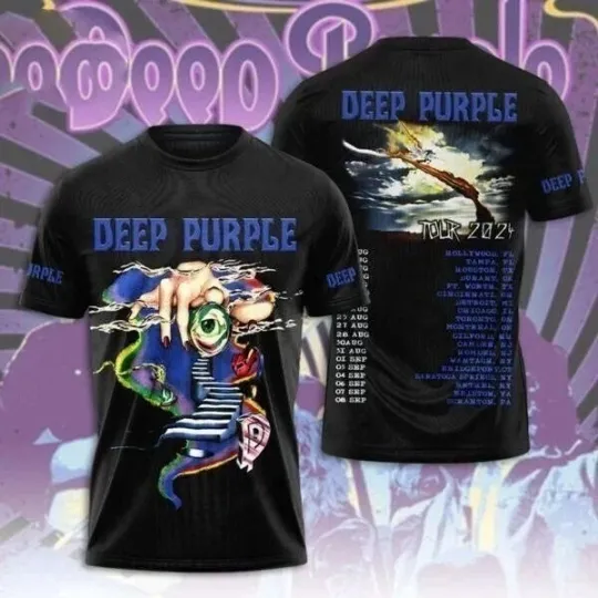 Discover Deep Purple Tour 2024 Special Design 3D T-Shirt Rock Band Shirt