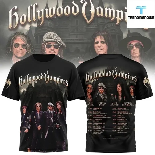 Discover Hollywood Vampires Band World Tour 2026 Black 3D Shirt