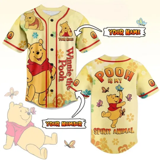 Discover Personalized Pooh Is My Spirit Animal Winnie The Pooh Baseball Jersey Shirt