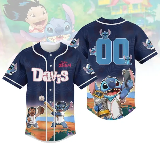 Discover Personalized Let's Play Baseball With Lilo & Stitch Baseball Jersey Shirt
