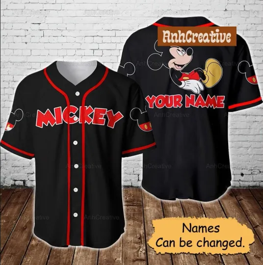 Discover Personalized Mickey Mouse Adult_Youth Baseball Jersey Shirts