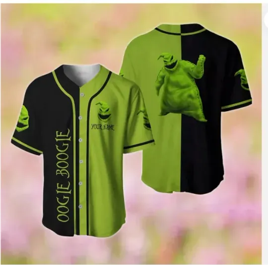 Personalized Halloween Oogie Boogie Black & Green 3D BASEBALL JERSEY SHIRT