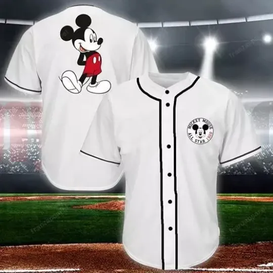 Discover Personalized Mickey Mouse All Star Baseball Jersey Shirt