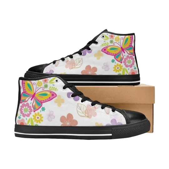 Discover Custom Flower High Tops Sneaker Canvas Women Shoes