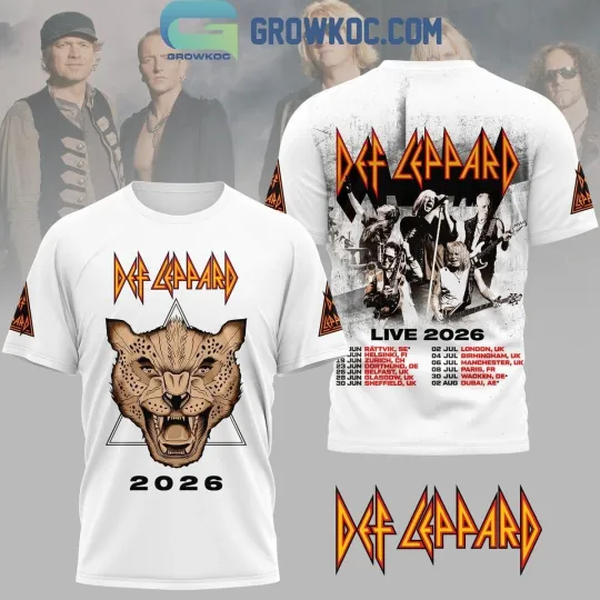 Discover Def Leppard Live 2026 3D T-Shirt Full Size AOP Fan Tee