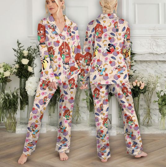 Goofy Movie Pajamas Set for Couples and Family, Goofy Max Powerline Matching Cartoon Sleepwear