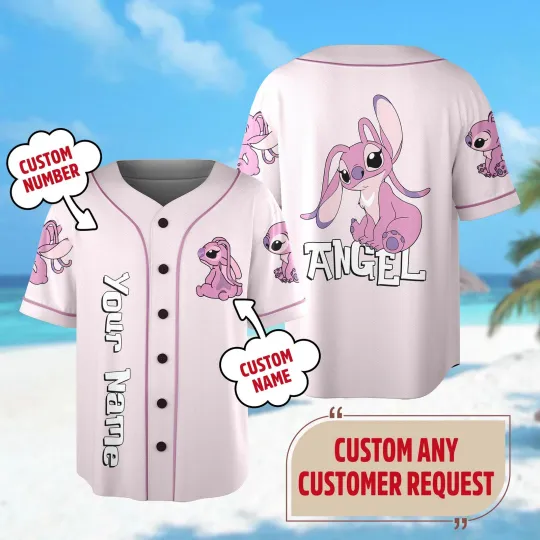 Discover Personalized Disney Angel Baseball Jersey Stitch And Angel Baseball Shirt Cartoo