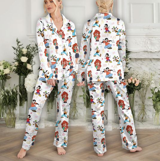 Discover Goofy Movie Family Pajamas Set Featuring Goofy Max and Powerline, Matching Cartoon Sleepwear for Vacation Trip