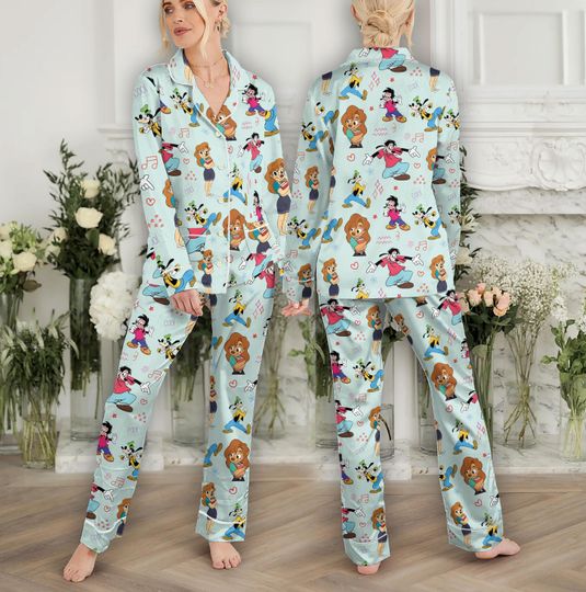 A Goofy Movie Family Pajamas Set Featuring Goofy Max Powerline, Matching Cartoon Sleepwear Gift