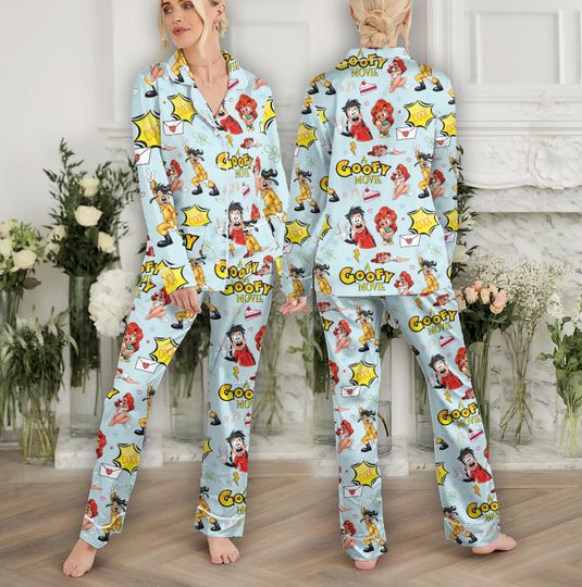 Goofy Movie Pajamas Set for Family Matching, Goofy Max Powerline Cartoon Sleepwear for Holiday Trip