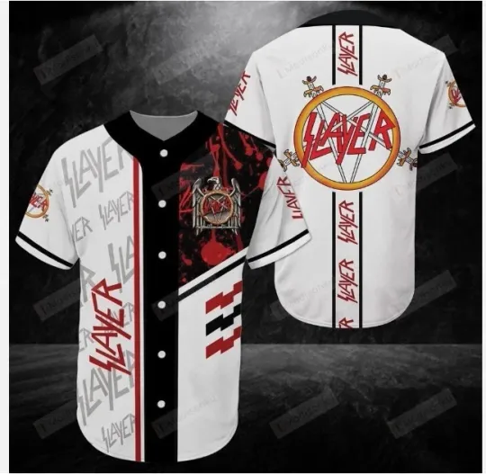 Discover Slayer Rock Band baseball jersey, JERSEY BASEBALL- SALE 3D JERSEY