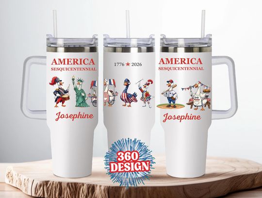 America 250 Year Tumbler Patriotic Goose Sesquicentennial Keepsake Custom Insulated Drinkware 4th July 2026 Celebration Silly Goose Party