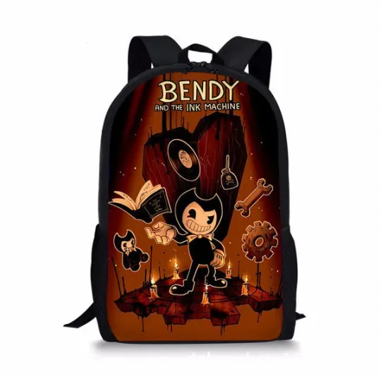 Bendy and the Ink Machine Cartoon Backpack for Boys and Girls Student Bag for School and Travel
