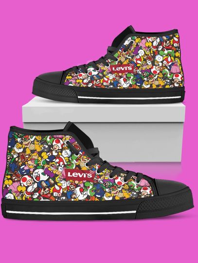 Discover Super Mario High-Top Shoes: Unisex Converse Inspired Sneakers for Women, Men, and Kids