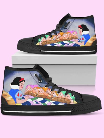 Snow White High-Top Shoes, Animated Movie Sneakers for Women, Men, and Kids