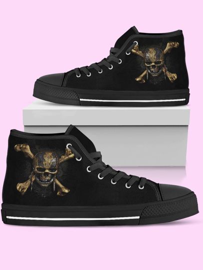 Discover Pirates of the Caribbean High-Top Sneakers: Skull & Crossbones Design