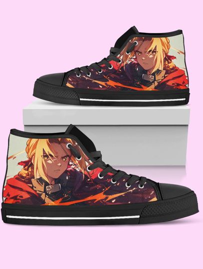 Fullmetal Alchemist High Top Shoes, Edward Elric Sneakers for Women, Men