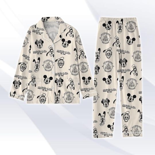 Discover Mickey and Friends Pajamas Set, Classic Disney Cartoon Sleepwear, Vintage Character Pjs, Disney Character Cute Lounge Set, Gift For Fan