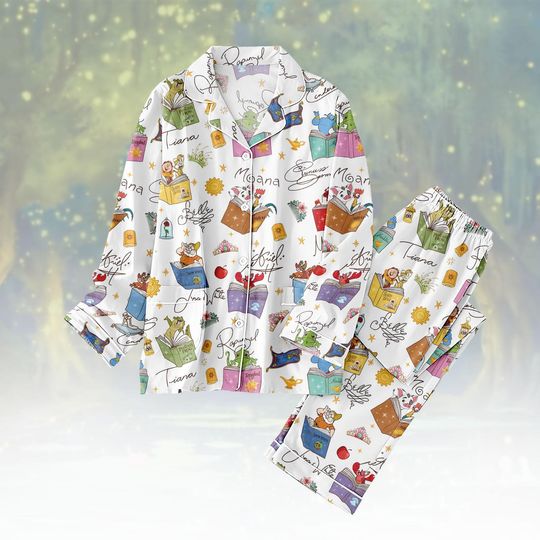 Discover Princess Long Thick Pajama Set, Disney Long Thick Pajamas, Fairytale Long Pyjama, Women Matching PJs Set, Gift for Disney Fan
