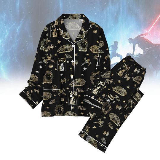 Discover Star Wars Pajamas Set, I Love You I Know Gold Sleepwear, Galactic Nightwear, Movie Fans Pjs, Disney Star Wars Pjs, Gift For Him Her