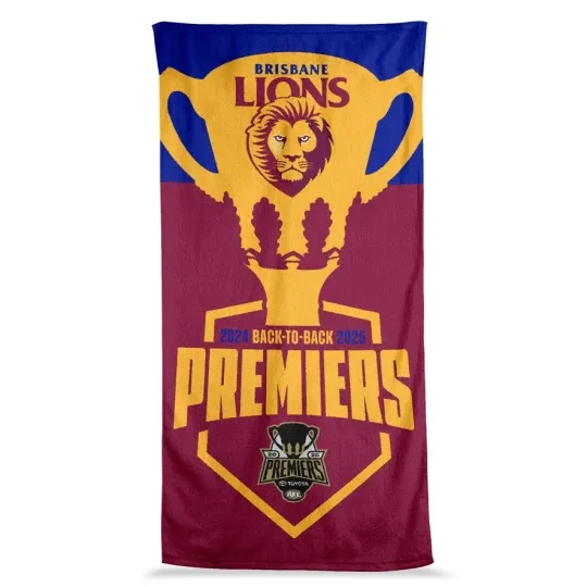 Discover Brisbane Lions AFL 2025 Grand Final Trophy Beach Towel