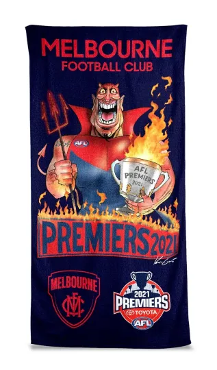Discover Melbourne Demons 2021 Premiers Premiership AFL Caricature Beach Towel Gift