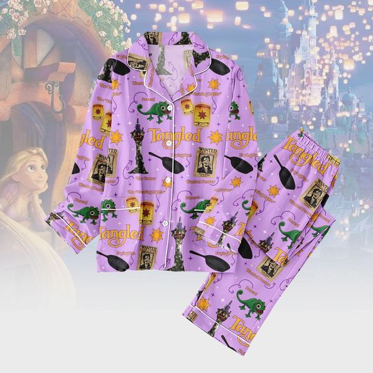 Tangled Long Thick PJs Set, Tangled Thick Pajamas, Tangled Long Pajama Set, Women Pajamas, Gift for Tangled Fan
