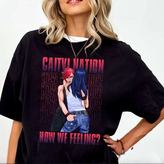 Discover Limited Caitlyn Violet Shirt, CaitVi Nation How We Feeling Tee, Vintage Arcane Unisex Bootleg Tee, Anime Tee