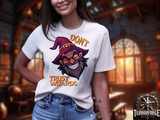 Discover Wizard D&D Shirt | Dont Trust Wizards | Tabletop RPG Spellcaster Humour Tee | Fantasy Mage Gift