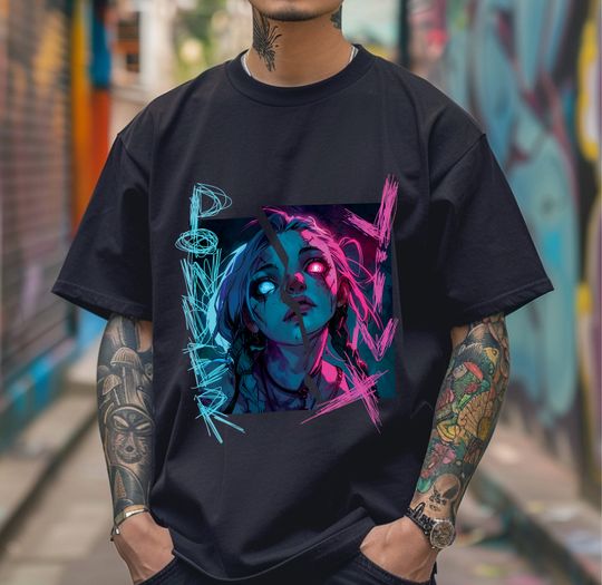 Powder Jinx Caitlyn Unisex T-Shirt League of Legends Arcane Gaming Gift, Arcane Merch
