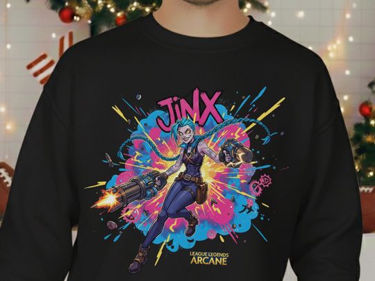 Jinxed T-Shirt, Arcane Jinx Graphic Tee, Arcane Jinx Powder's Monkey T-Shirt, League of Legends Fan, Jinx's symbol, Arcane Shirt