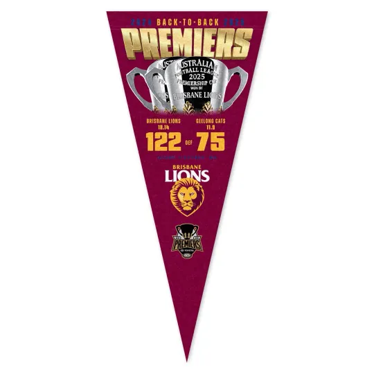 Discover Brisbane Lions AFL 2025 Grand Final Premiership Felt Wall Pennant
