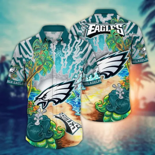 Discover Philadelphia Football Eagless Team Hawaiian Shirt Button Down Adult