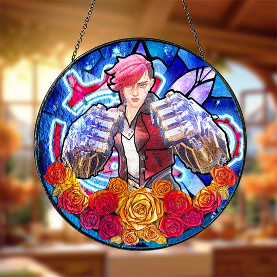 Discover Glass Suncatcher - Violet Arcane Ornament, LOL Decor, Gamer Gifts, League of Legends Merchandise, Window Hanging for Arcane Fans