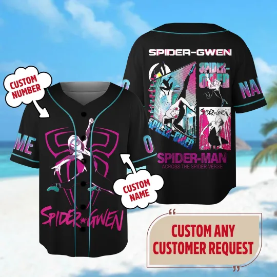 Discover Personalized Spider Gwen Baseball Shirt Custom Name Spider Woman Basketball Jers