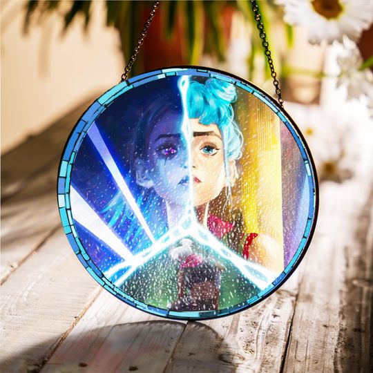 Discover Suncatcher Ornament Jinx Powder Arcane, Anime Apparel fanmerch lol Merchandise League of Legends Suncatcher, Vintage Streetwear Suncatcher