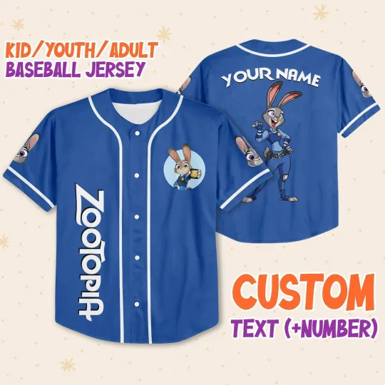 Discover Personalized Disney Zootopia Judy Hopps Custom Kids Youth Adult 3D Disney Jersey