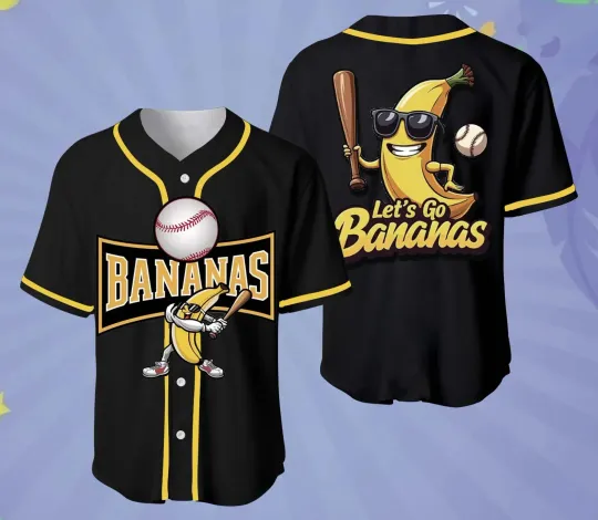 Discover Funny Bananas Baseball Jersey , Custom Baseball Jersey Black for Men Women