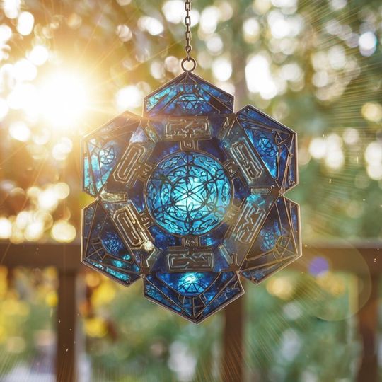 Discover Hexcore Inspired Acrylic Suncatcher, Arcane Style Window Hanging, Magical Sci-Fi Sun Catcher Decor, Gamer Gifts